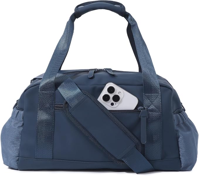 Bucosd Small Gym Bag for Women, Mini Crossbody Gym Duffle Bag with Wet Compartment, Carry on Gym Tote Bag for Workout Dance Sport Travel (Medium-Blue)