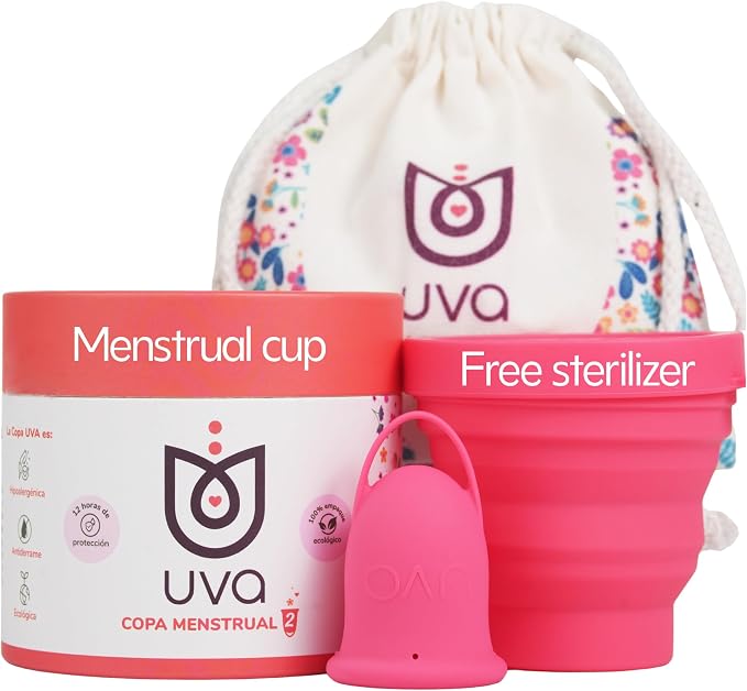 UVA Reusable Menstrual Cup Kit with Sterilizer - Size A for Moderate Flow - 10-Year Durable & Leak-Proof Silicone - Menstrual Cup Medium Sized, Sterilizer & Traveling Bag Period Cup Set