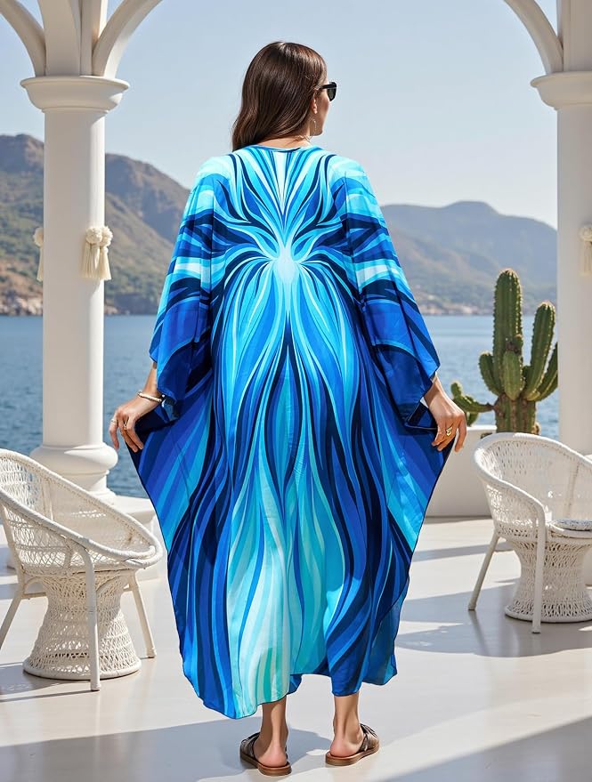 Mumu Dresses for Women Plus Size, Bohemian Kaftan Beach Cover Up Long Maxi Nightgown Soft Loungewear