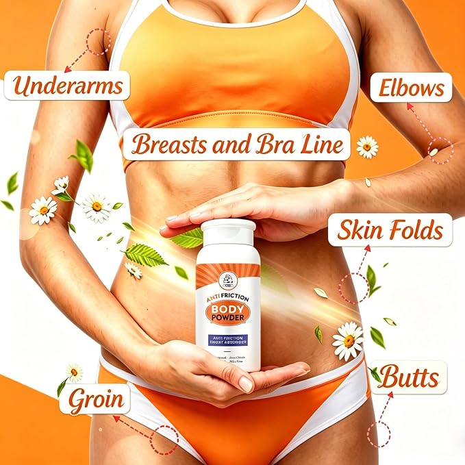 Chafing Relief Powder, Talc-Free Women's Body Powder for Underbreast, Groin & Feet, Sweat & Friction Defense for Gym & Sports, On-The-Go Portable, Stay Dry, Move with Confidence, Fresh Scent, 3.53oz