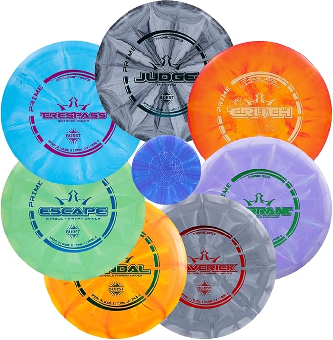 Dynamic Discs Prime Burst Disc Golf Set (7 Pack) | Includes Putter, 2X Midrange, 3X Fairway & Driver + Mini Marker | Disc Golf Accessories for Beginners | 170-176g | Beginner Pack for Amateurs