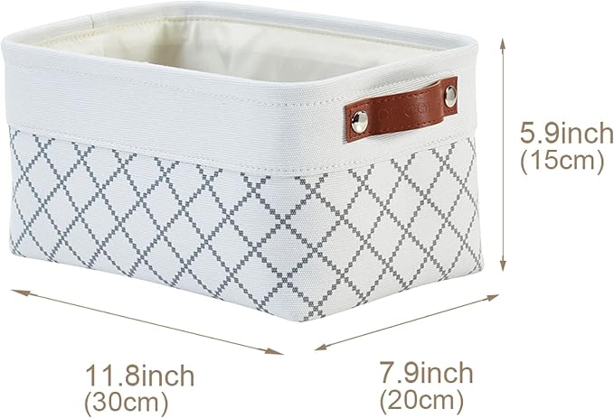 DECOMOMO Small Storage Basket, Closet Storage Bins, Baskets for Organizing Shelves (White Check, Small - 6 Pack)
