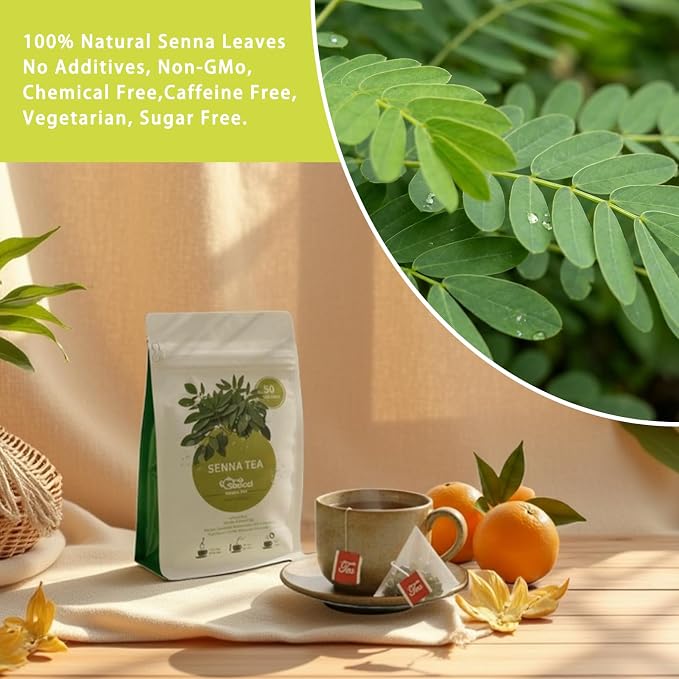 Samcci - Senna Tea, 50 Teabags, 1.5g/bag - Senna Leaf Tea for Constipation -Digestive - Poop for Promoting Digestion - Colon Cleanse -Non-GMO - Caffeine-free