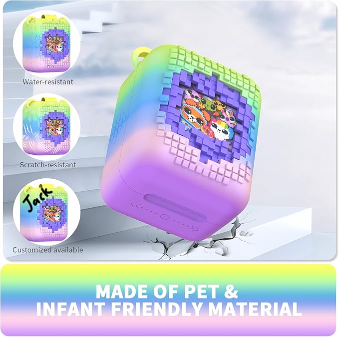 Soft Silicone Case for Bitzee Interactive Toy Digital Pet, Shockproof and Protective Carrying Case for Bitzee Interactive Electronic Pets with Lanyard (Rainbow)