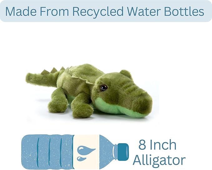 The Petting Zoo Alligator Stuffed Animal Plushie, Gifts for Kids, Scoopz Wildlife Animals, Green Gator Plush Toy 8 Inches