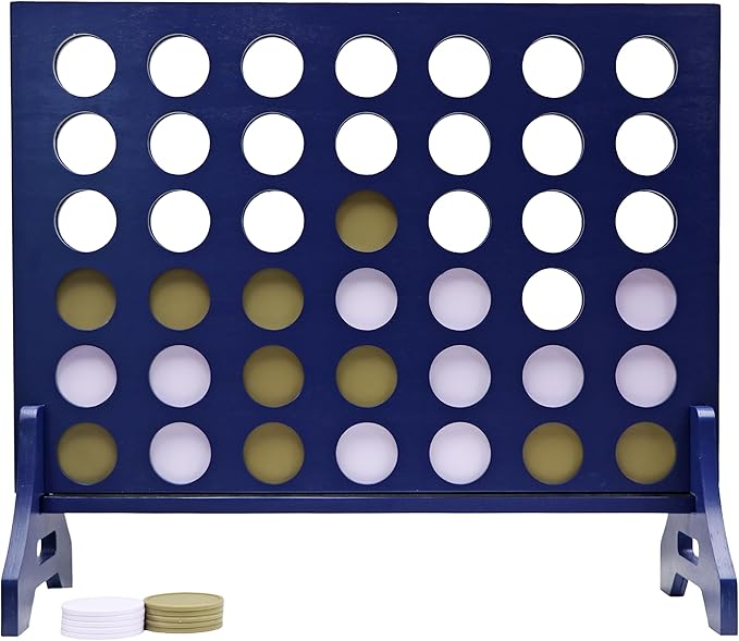 Tailgating Pros Premium Navy Giant Four in a Row with Carrying Case - Jumbo Oversized Outdoor Yard Game - Connect Multiple Pucks in a Row to Win - Many Puck Colors Available!