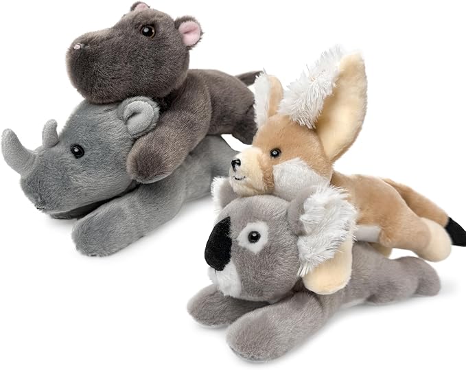 Stuffed Animal for Kids,8 inch Realistic Animal Plush Toy Lying Down Posture Animals,Plush for Boys Girls Adult Birthday Hug Teaching(S-Hippo)