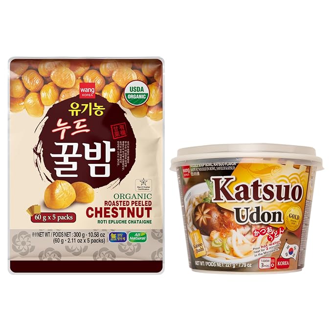 Wang Korean Snack On The Go - Katsuo Udon, Organic Chestnuts