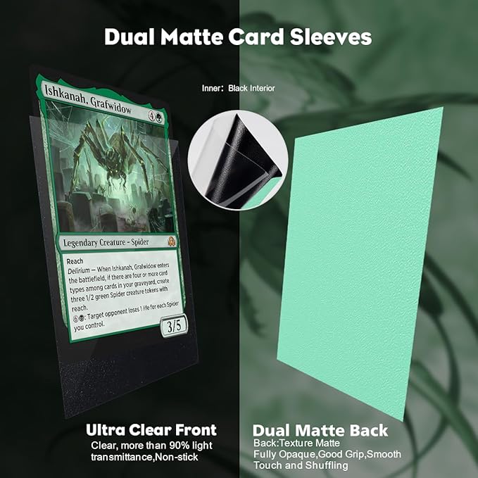 Eucalyptus Green Dual Matte Card Sleeves, Katomula Card Sleeves for MTG, Standard Card Sleeve for MTG, PKM, Flesh & Blood