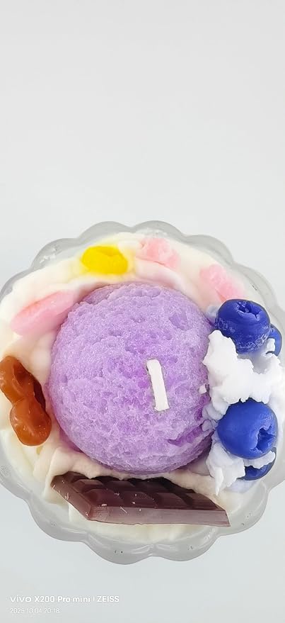Generic Ice Cream Aromatherapy Candles, Glass Goblet, Decorative Dessert Shape, Fruit Fragrance, Birthday Festival Gift (Blueberry Lemon)