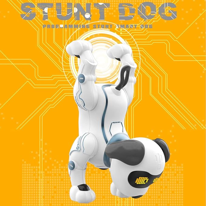 Fisca Remote Control Dog, RC Robotic Stunt Puppy Voice Control Toys Handstand Push-up Electronic Pets Dancing Programmable Robot with Sound for Kids Boys and Girls Age 6, 7, 8, 9, 10 Year Old