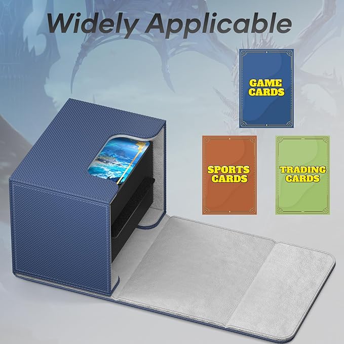 Mlikero Card Deck Box, Commander Deck Box Holds 100+ Double-Sleeved Cards with 2 Dividers, Leather Magnetic Closure Card Box Fit for MTG, TCG (Blue)