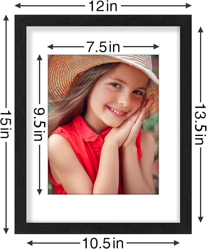 Vittanly 11x14 Picture Frames Set of 9 for Wall Mounting, Black&Brown&Grey | Display Pictures 8x10 with Mat or 11x14 without Mat, Engineered Wood with Shatter Resistant Plexiglass, Gallery Photo Frames