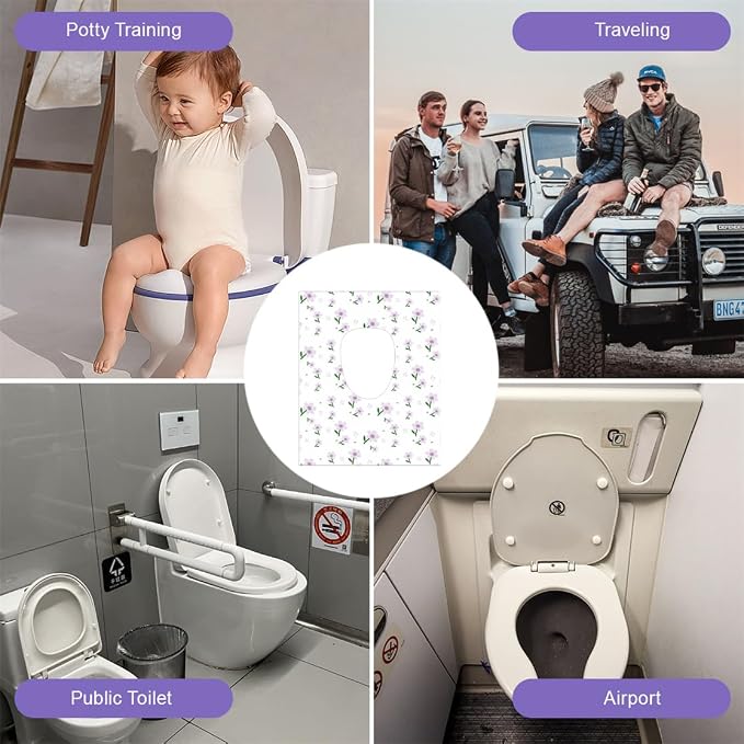 Travel Toilet Seat Cover Disposable 20 Pack Individually Wrapped Waterproof Potty Training Covers Large Public Restroom Toilet Seat Covers for Kids and Adults Trip Airplane
