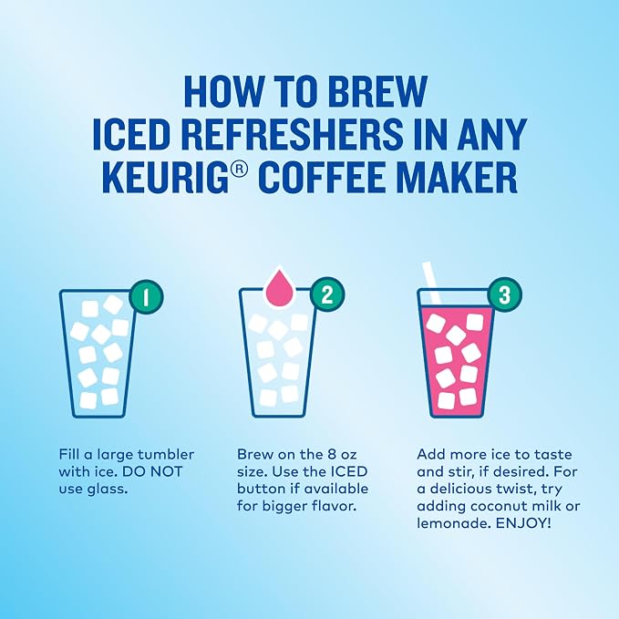 The Original Donut Shop Iced Refreshers, Strawberry Açaí Flavor, Keurig Single Serve K-Cup Pods, 60 Count (6 Packs of 10)