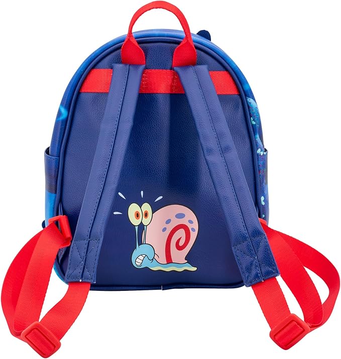 AI ACCESSORY INNOVATIONS SpongeBob Cosplay PU Backpack Purse, 3D Bikini Bottom Shoulder Bag with Epoxy Filled Metal Anchor Charm, 10.5 Inch, Adjustable Straps, Faux Leather