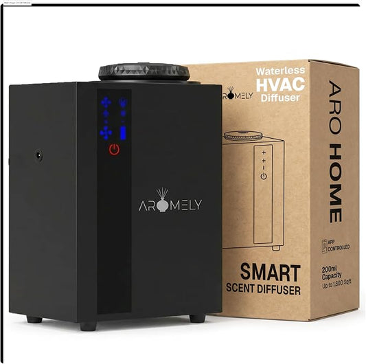 AROMELY ARO Home HVAC Scent Diffuser – Waterless Essential Oil Diffuser for Home, Apartment, Office & Large Room – Smart Bluetooth App Control, Cold Air Diffusion Technology, Up to 1,800 SQFT – Black