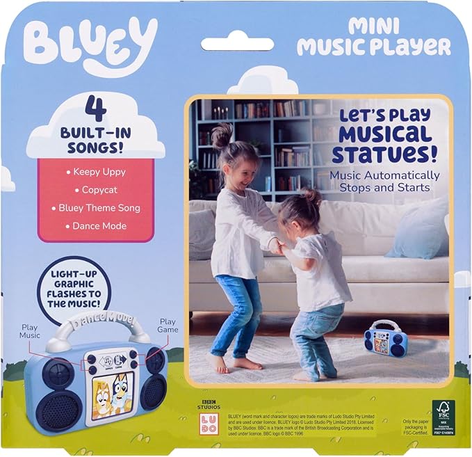 eKids Bluey Toy Music Player, Toy for Toddlers with Built-in Music, Bluey Toys for Kids
