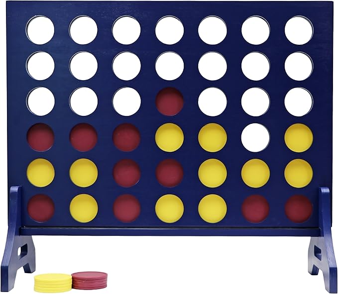 Tailgating Pros Premium Navy Giant Four in a Row with Carrying Case - Jumbo Oversized Outdoor Yard Game - Connect Multiple Pucks in a Row to Win - Many Puck Colors Available!