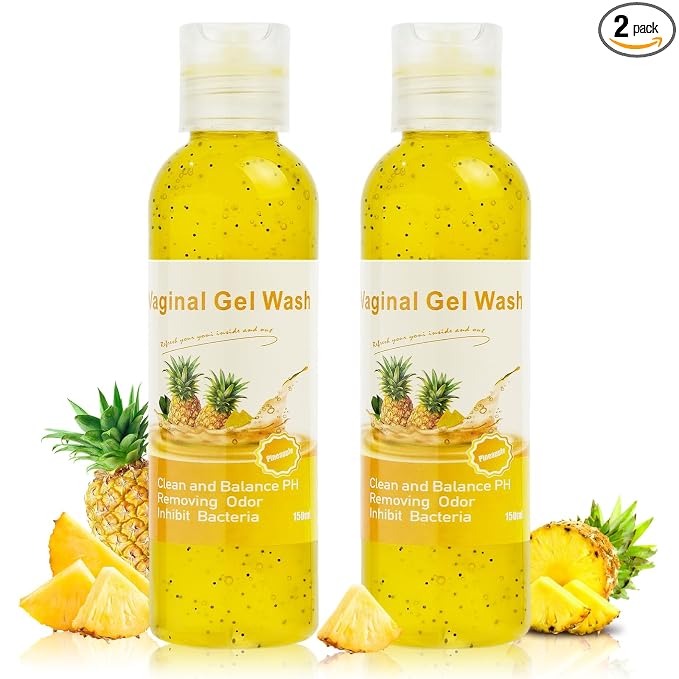 BASSI 2PCS Feminine Wash for Women pH Balance, All Natural Yoni Wash Body Wash Hygiene Vagina Wash Soap for Women Moisturizing Remove Odor Intimate Health, 5.07 Fl Oz, Pineapple Scent