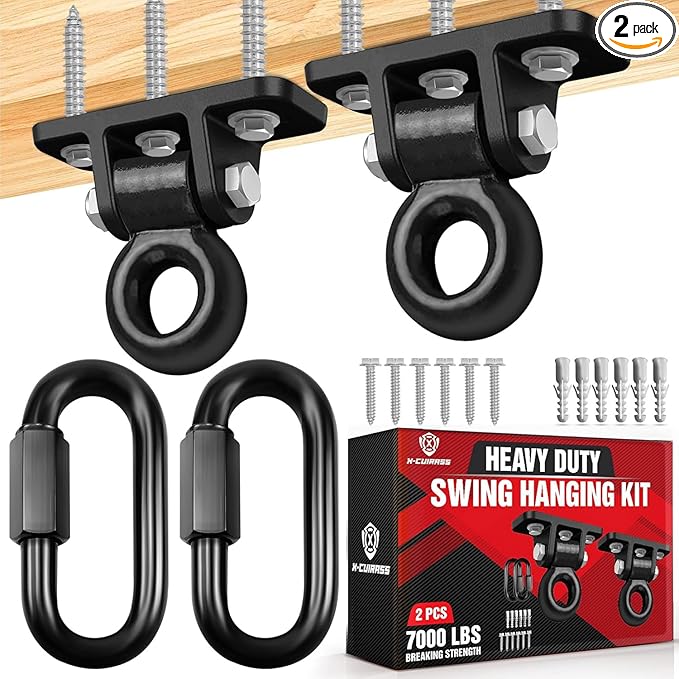 [Premium] Swing Hanger, Heavy Duty 10MM Solid Swing Set Hardware, Swing Hooks Screws Bolts with Quick Link, Swing Set Bracket for Porch, Playground, Concrete, Wooden