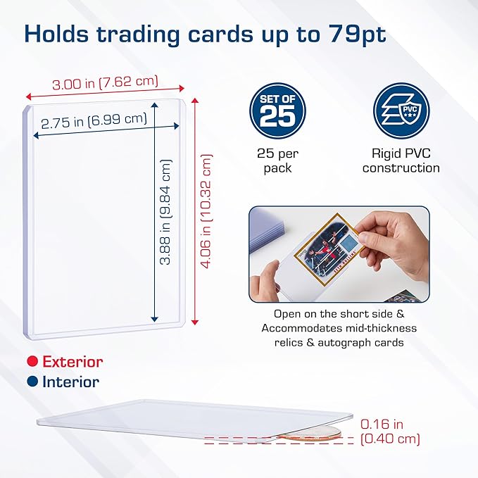 BCW Thick 79PT Card Top Load Holder (Pack of 25), 3 x 4