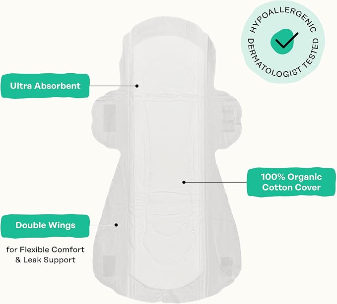 The Honey Pot Company - Herbal Sanitary Pads for Women - Heavy Flow w/Wings - Infused w/Essential Oils for Cooling Effect & Organic Cotton Cover - Feminine Care - 16 ct