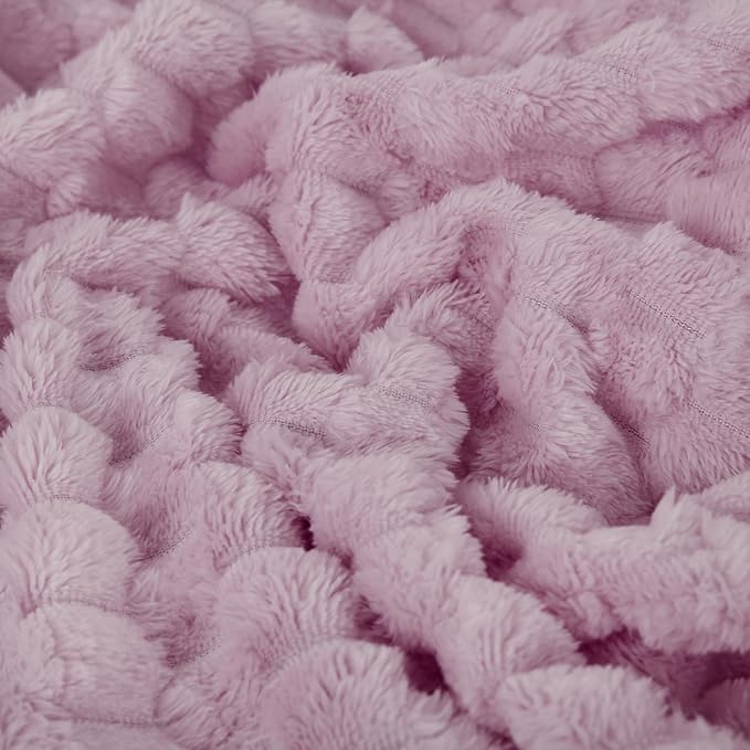 Puncuntex Light Purple Throw Blanket 50"×60" Fuzzy 3D Jacquard Decorative | Flannel Fleece Super Soft Plush Cozy Blanket for Couch Sofa Chair Lightweight