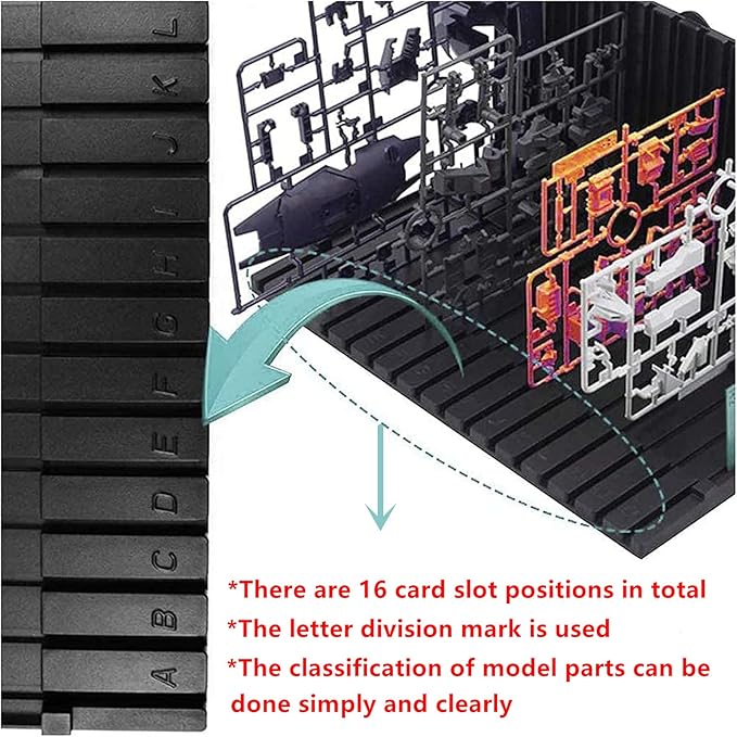 Model Kit Display Stand and Runner Storage System, Action Figure Base with Parts Organizer, Black (2-Piece)