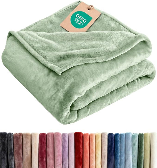 Fleece Blanket Kids Size - Ultra-Soft Flannel Fleece Blanket - Celadon | Soft, Warm, Outdoor Picnic Blanket for Camping, Travel, Lightweight, Cozy, Anti-Static, Home Decor Gifts for Men & Women