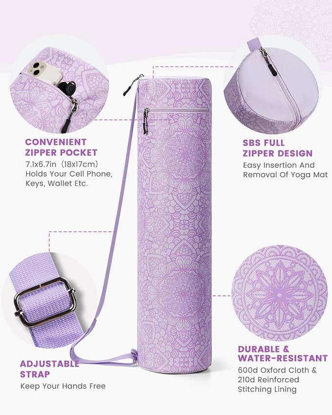 Gonex Yoga Mat Bag, Yoga Mat Carrier Full-Zip Exercise Yoga Mat Carry Bag for Women Men with 2 Multi-Functional Storage Cargo Pockets Extra Wide Adjustable Shoulder Strap