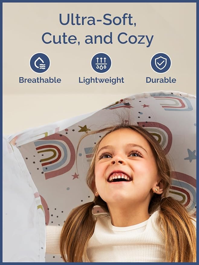 Kids Queen Size Bed Sheet Set - 4 Piece Kids Loft Bed Sheets - Rainbow Star Theme Bedding - Soft, Cute and Cozy - Breathable and Machine Washable - Colorful Bed Set for Boys, Girls, Teens & Toddlers