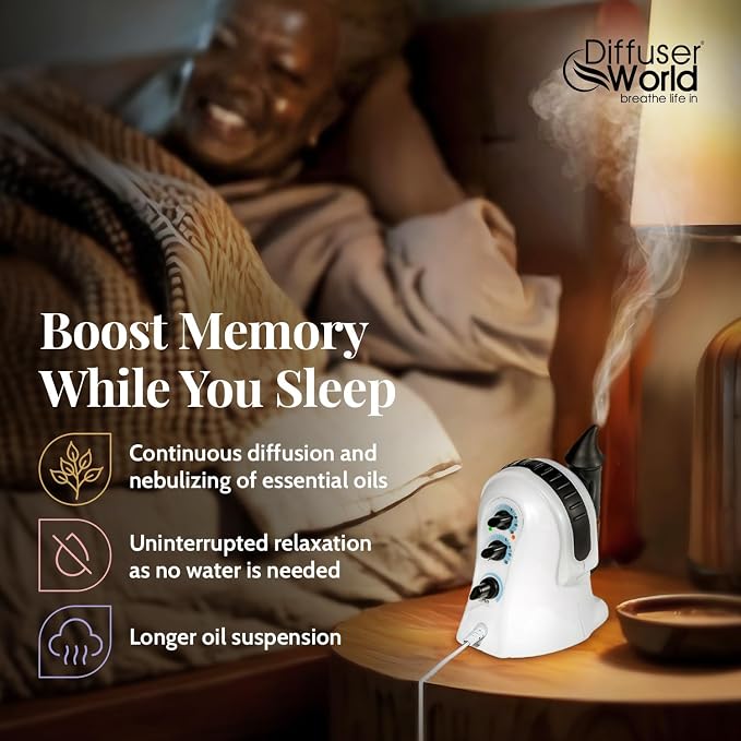 Waterless Diffuser for Essential Oils 110V, Made in USA Black Aroma Atomizer Waterless Essential Oil Diffusers for Home Large Room, Advanced Air Aromatherapy Home Scent Diffusers