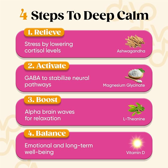 Venture Pal Calm Drink Mix, 12-in-1 Cortisol Reducer and Sleep Aid with Magnesium Glycinate, Ashwagandha, L-Theanine,Vitamin D, Calm Magnesium Powder for Relax & Focus, No Sugar, Non GMO