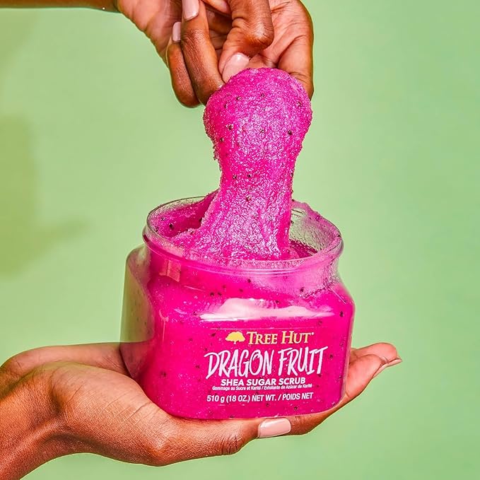 Tree Hut Dragon Fruit Shea Sugar Scrub, Exfoliating, Hydrating & Moisturizing Body Scrub with Shea Butter & Nourishing Essential Oils, Smooth & Soften Skin, 18 oz