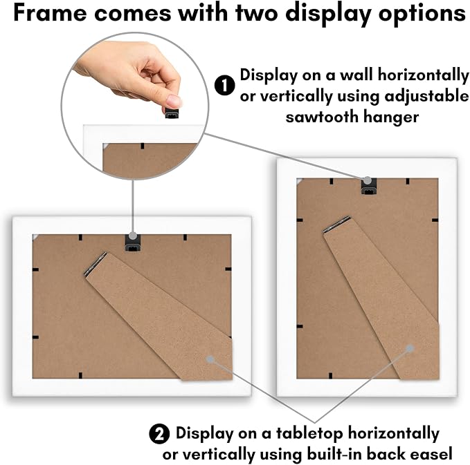 Americanflat 5x7 Picture Frame - Matted to 4x6 - Engineered Wood - White | Shatter-resistant glass, wall or tabletop display with included easel, sawtooth hangers included, use with or without mat