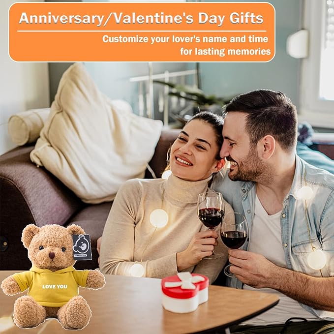 Personalized Teddy Bear with Text+Photo, Valentines Bear Stuffed Animal Plush Toys as Personalized Gifts for Women Men on Valentines' Day Birthday Anniversary Christmas Day（12 inch-Text+Photo