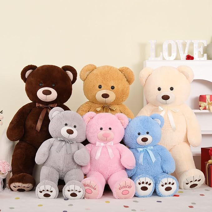 MorisMos Giant Teddy Bear, 51in Life Size Cuddly Plush for Baby Shower, Birthday, Valentine (Brown)
