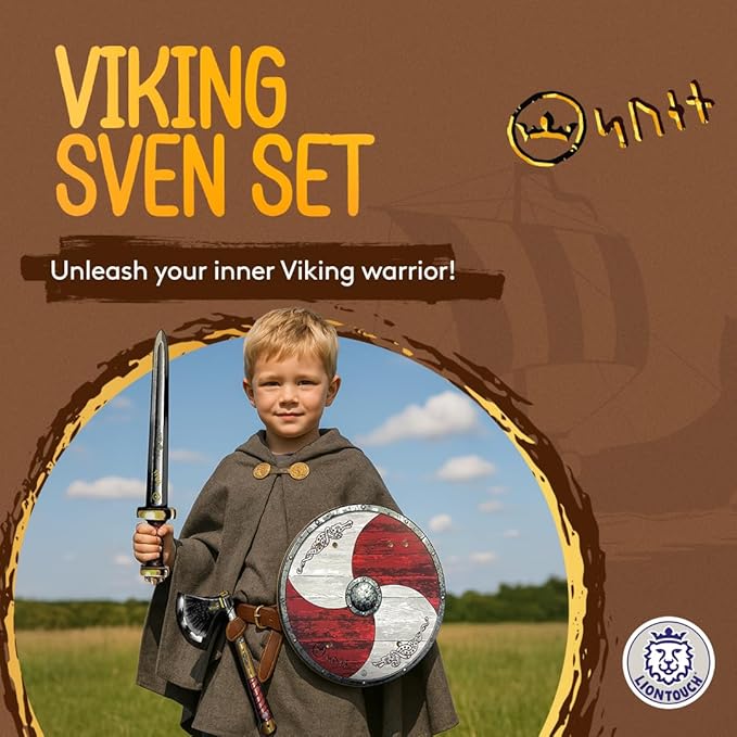Liontouch - Viking Set - Foam Swords, Shield, & Axe | for Boys Aged 3+ Years | Workshop Master Sven's Authentic Warrior Toys for Pretend Play | Weapon Accessories for Roleplay & Berserker Costumes