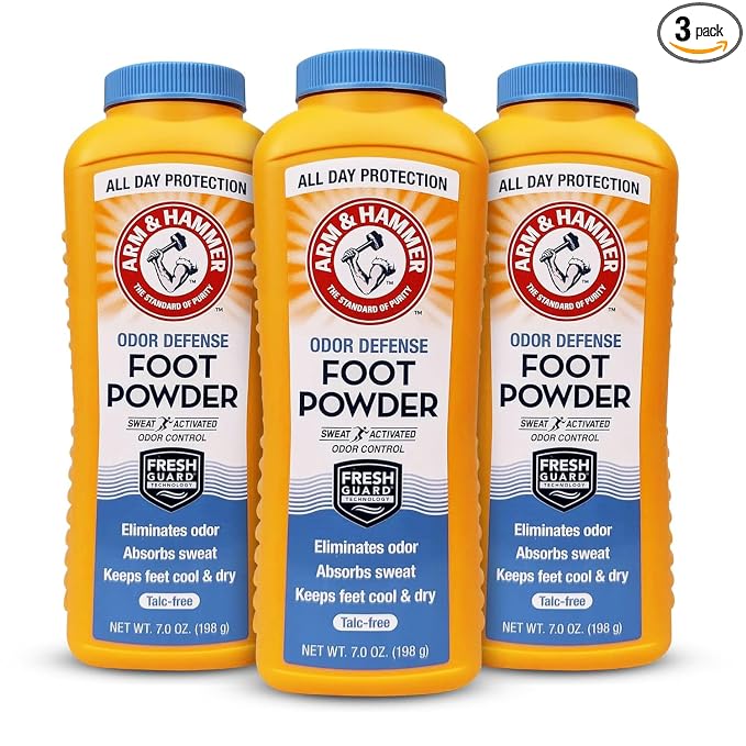 Arm & Hammer Foot Powder for Shoes & Feet, Talc-Free Odor & Moisture Control for Men & Women, 7 oz (3 Pack)