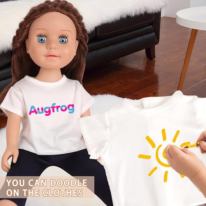 5-Piece Plain White T-Shirts for 17-18 Inch Dolls | DIY Customizable Doll Tees