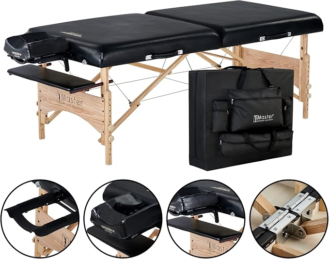 Master Massage 32" Extra Large Gibraltar LX Portable Massage Table Beauty Salon Bed with Ambient Lighting System