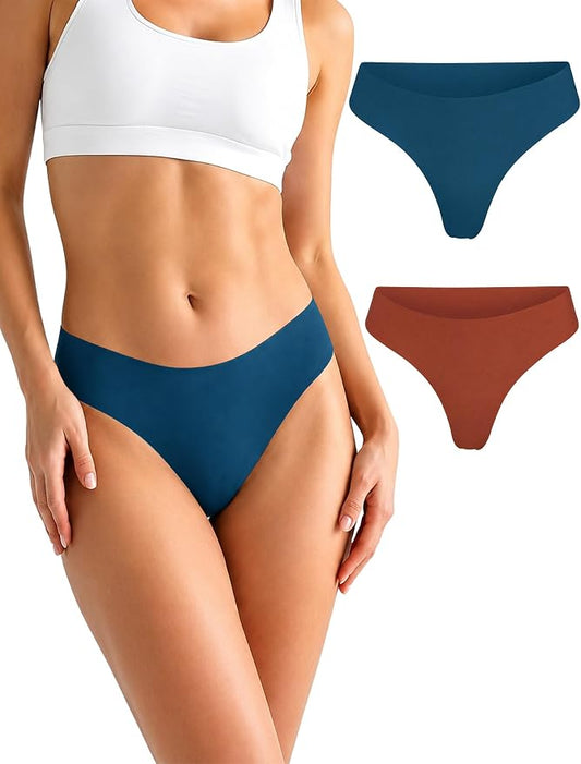 Thongs Seamless Underwear for Women No Show Thong Panty Liners Breathable Sexy Stretch Buttery Soft G-String Panties
