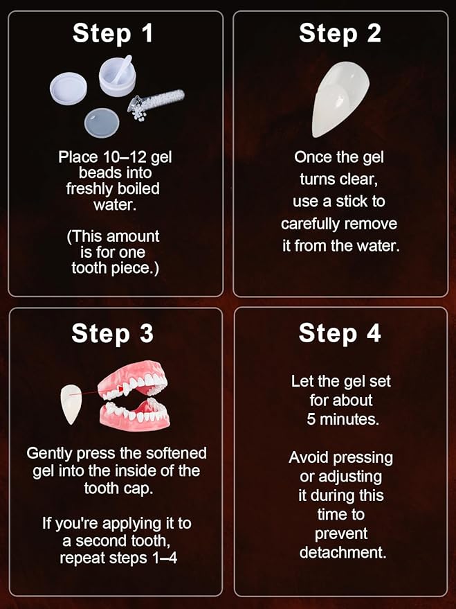 3 Pairs Vampire Teeth Set – Reusable Vampire Fangs in 3 Sizes for Halloween Cosplay, Costume Makeup, and Horror Party