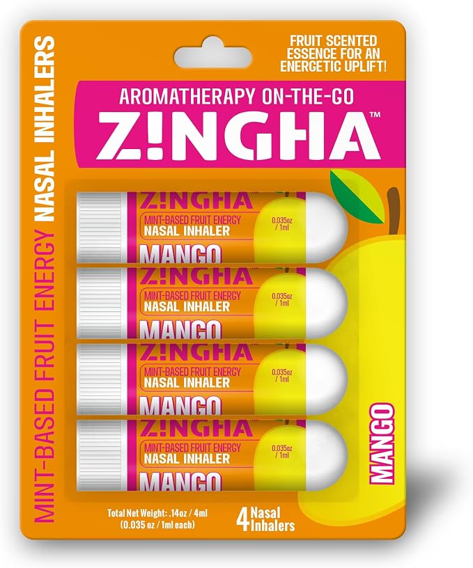 Z!NGHA Natural Aromatherapy Nasal Stick Boost Focus & Enhance Breathing | Portable Sinus Relief & Relaxation Nasal Inhaler Stick | Essential Oil Blend for Stress and Congestion (Mango)
