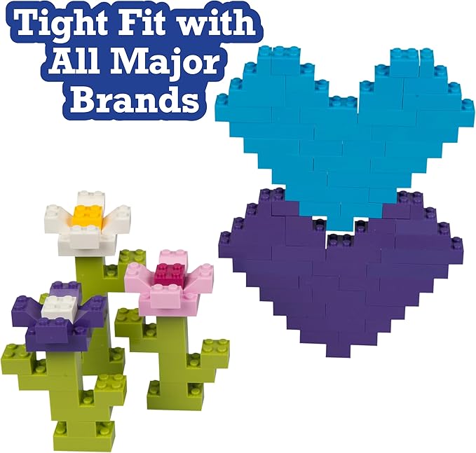 SCS Direct Building Block Friends Pastel Bricks- 1000 Pcs Bulk Set-10 Colors with 27 Roof Pieces - Compatible with& Tight Fit with All Major Brands- Great for Activity Table & School Project Kids Gift
