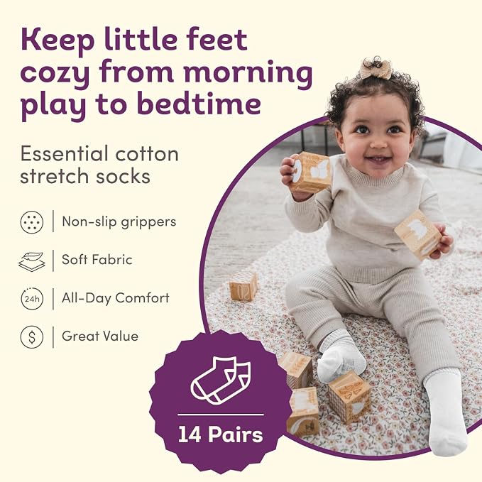 Fruit of the Loom Baby & Toddler Grow & Fit Flex Zones Cotton Stretch Socks - Unisex, Girls, Boys