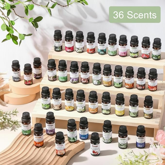 Nuanchu 72 Pcs Essential Oil Set for Humidifiers and Diffusers 10ml Fragrance Aromatherapy Oils Kits Fruity Candle Making Supplies for Soap Making Scents Summer Home Skin Care DIY Massage Laundry