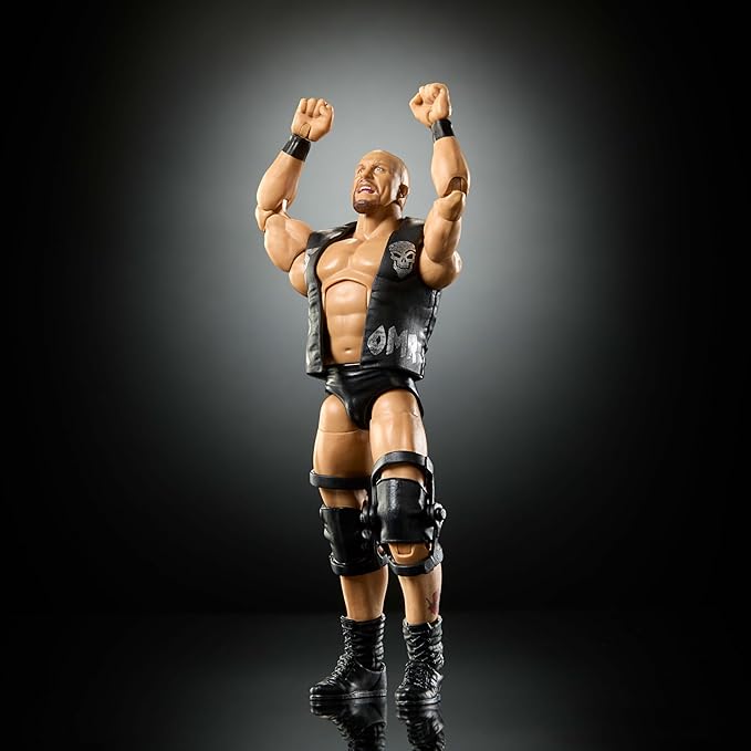 Mattel WWE Elite Action Figure & Accessories, Greatest Hits 2025 Set, 6-inch Collectible “Stone Cold” Steve Austin with 25 Articulation Points & Swappable Hands