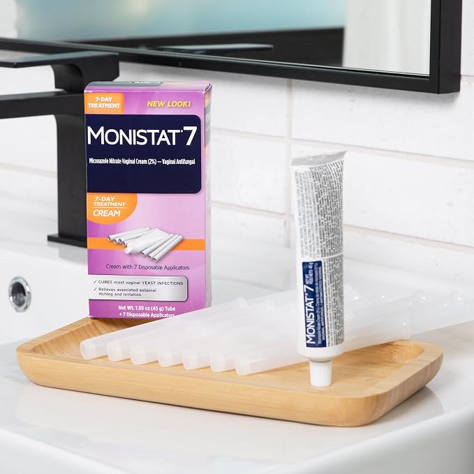 Monistat 7-Day Yeast Infection Treatment for Women, Miconazole Cream (45g Tube) & 7 Applicators, for Relief of Mild Vaginal Itching